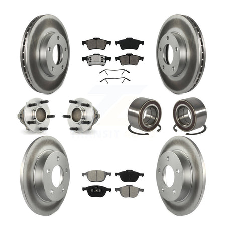 Front Rear Hub Bearing Coat Brake Rotor Pads Kit (10Pc) For Mazda 3 2.0L with 4-Wheel ABS KBB-108097