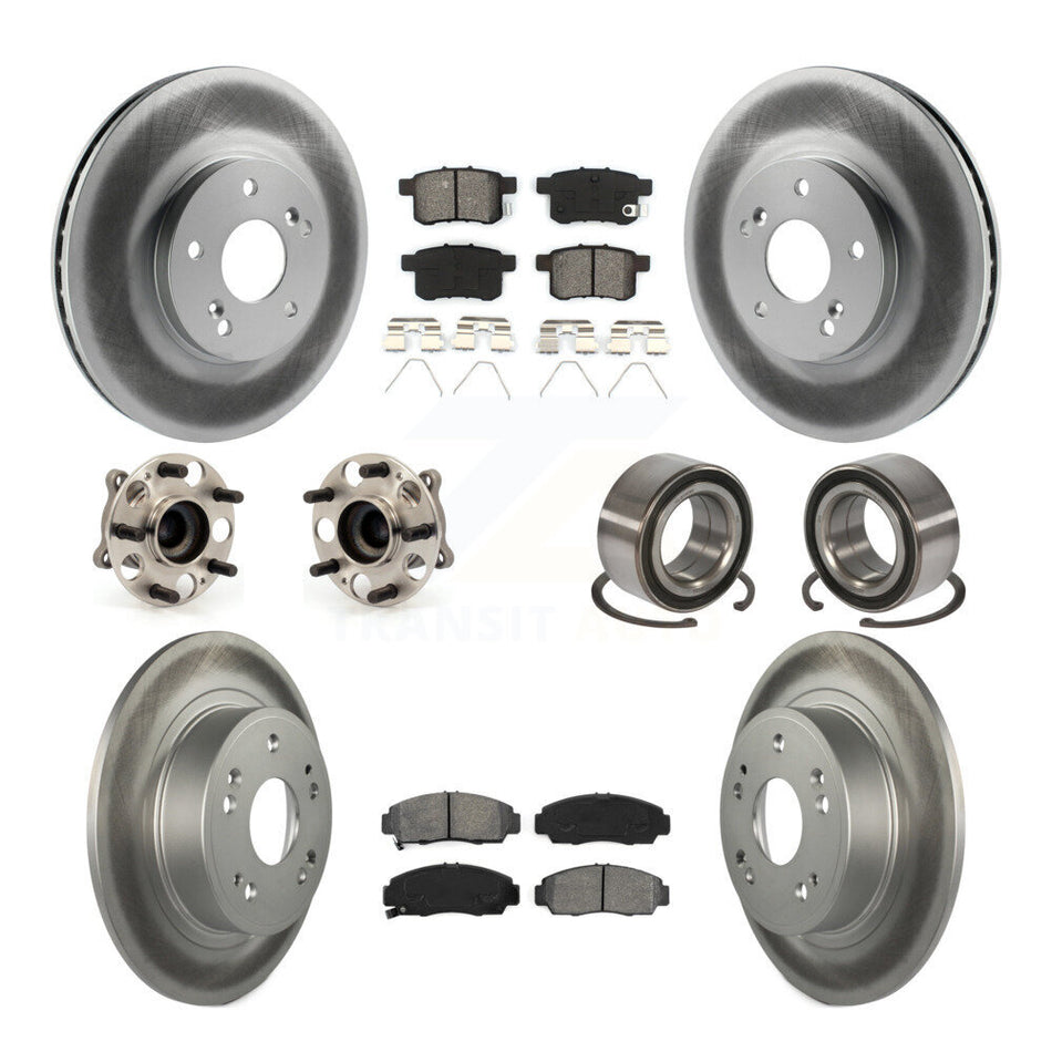 Front Rear Wheel Hub Bearings Assembly Coated Disc Brake Rotors And Semi-Metallic Pads Kit (10Pc) For Honda Accord Acura TSX KBB-108105