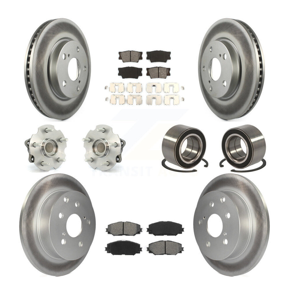 Front Rear Wheel Hub Bearings Assembly Coated Disc Brake Rotors And Semi-Metallic Pads Kit (10Pc) For 2010 Lexus HS250h KBB-108112