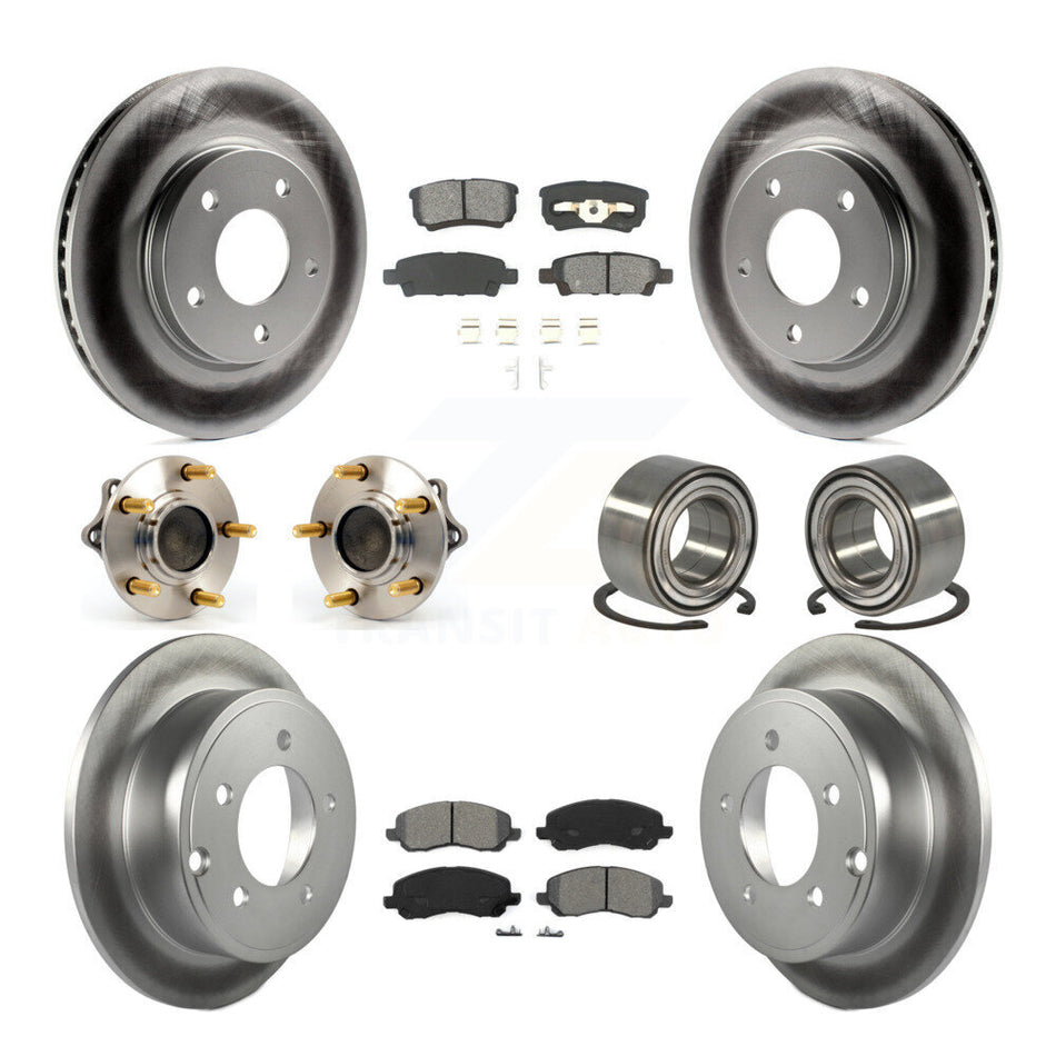 Front Rear Wheel Hub Bearings Assembly Coated Disc Brake Rotors And Semi-Metallic Pads Kit (10Pc) For Mitsubishi Lancer KBB-108123