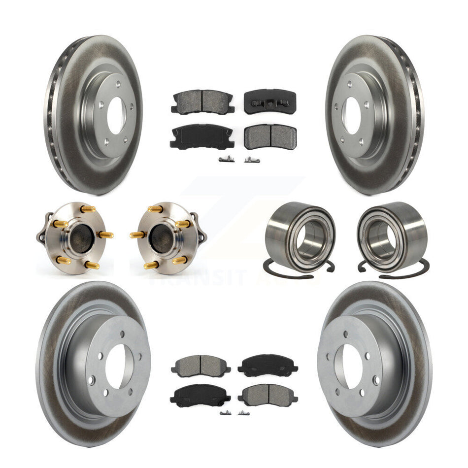 Front Rear Wheel Hub Bearings Assembly Coated Disc Brake Rotors And Semi-Metallic Pads Kit (10Pc) For Mitsubishi Lancer Outlander Sport KBB-108125