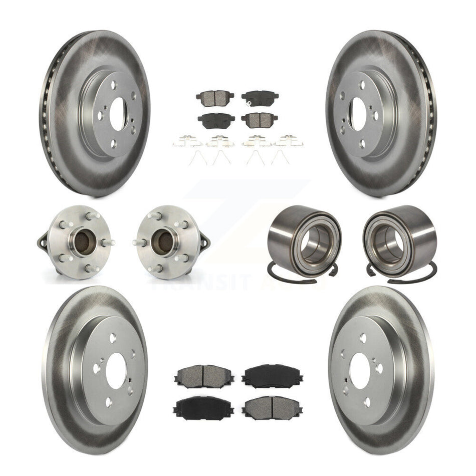 Front Rear Wheel Hub Bearings Assembly Coated Disc Brake Rotors And Semi-Metallic Pads Kit (10Pc) For Toyota Corolla Matrix Pontiac Vibe KBB-108129
