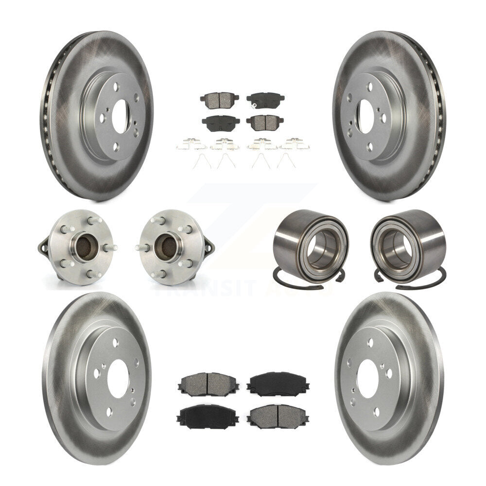 Front Rear Wheel Hub Bearing Coated Disc Brake Rotor And Pad Kit (10Pc) For Toyota Matrix KBB-108130