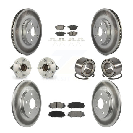 Front Rear Wheel Hub Bearing Coated Disc Brake Rotor And Pad Kit (10Pc) For Toyota Matrix KBB-108130