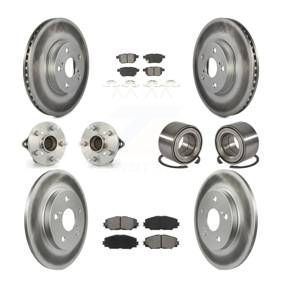 Front Rear Wheel Hub Bearing Coated Disc Brake Rotor And Pad Kit (10Pc) For Toyota Matrix KBB-108130