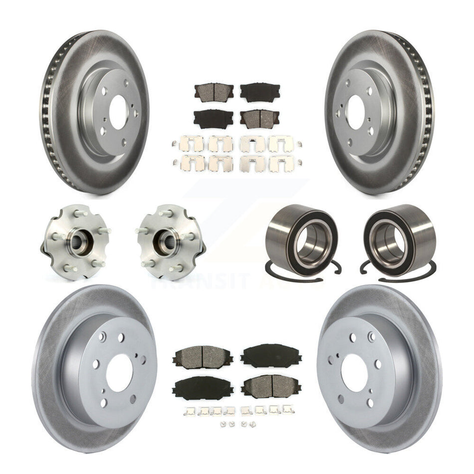 Front Rear Wheel Hub Bearings Assembly Coated Disc Brake Rotors And Semi-Metallic Pads Kit (10Pc) For Toyota Matrix Pontiac Vibe KBB-108131