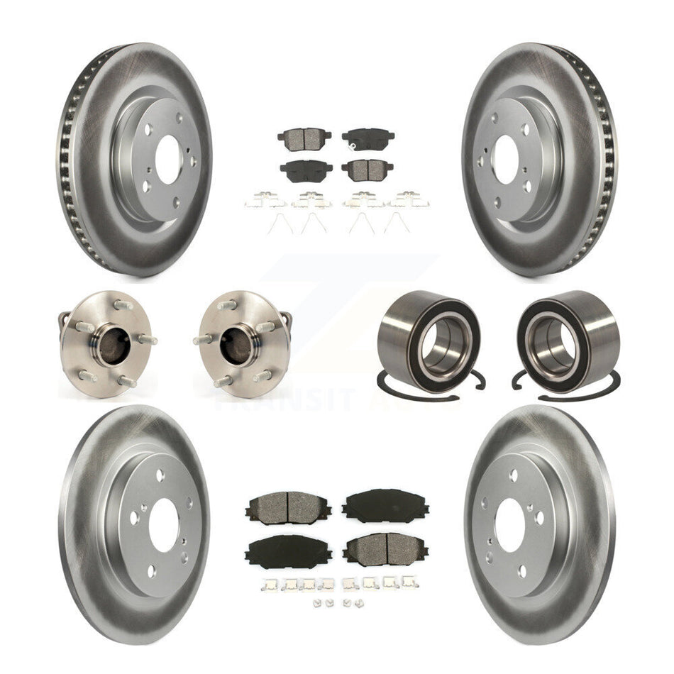 Front Rear Wheel Hub Bearings Assembly Coated Disc Brake Rotors And Semi-Metallic Pads Kit (10Pc) For 2009-2013 Toyota Matrix S with FWD 2.4L KBB-108135