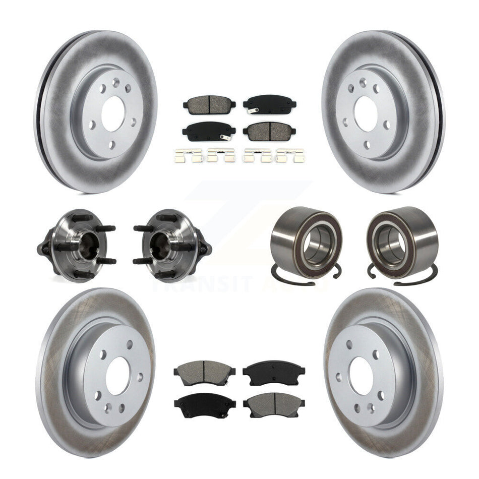 Front Rear Wheel Hub Bearings Assembly Coated Disc Brake Rotors And Semi-Metallic Pads Kit (10Pc) For Chevrolet Sonic KBB-108188