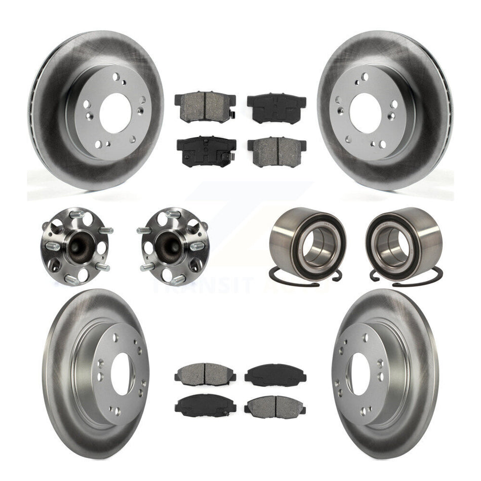Front Rear Wheel Hub Bearings Assembly Coated Disc Brake Rotors And Semi-Metallic Pads Kit (10Pc) For Honda Civic KBB-108194
