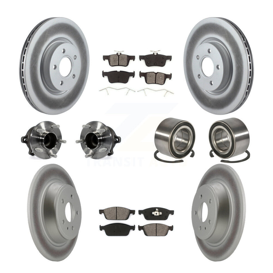 Front Rear Wheel Hub Bearings Assembly Coated Disc Brake Rotors And Semi-Metallic Pads Kit (10Pc) For Ford Escape Lincoln MKC KBB-108215