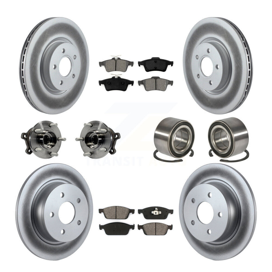 Front Rear Wheel Hub Bearings Assembly Coated Disc Brake Rotors And Semi-Metallic Pads Kit (10Pc) For 2013-2016 Ford Escape AWD with 2.0L 1.6L KBB-108218