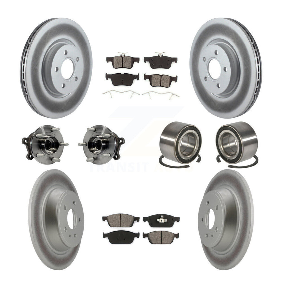 Front Rear Wheel Hub Bearings Assembly Coated Disc Brake Rotors And Semi-Metallic Pads Kit (10Pc) For Ford Escape Lincoln MKC KBB-108219