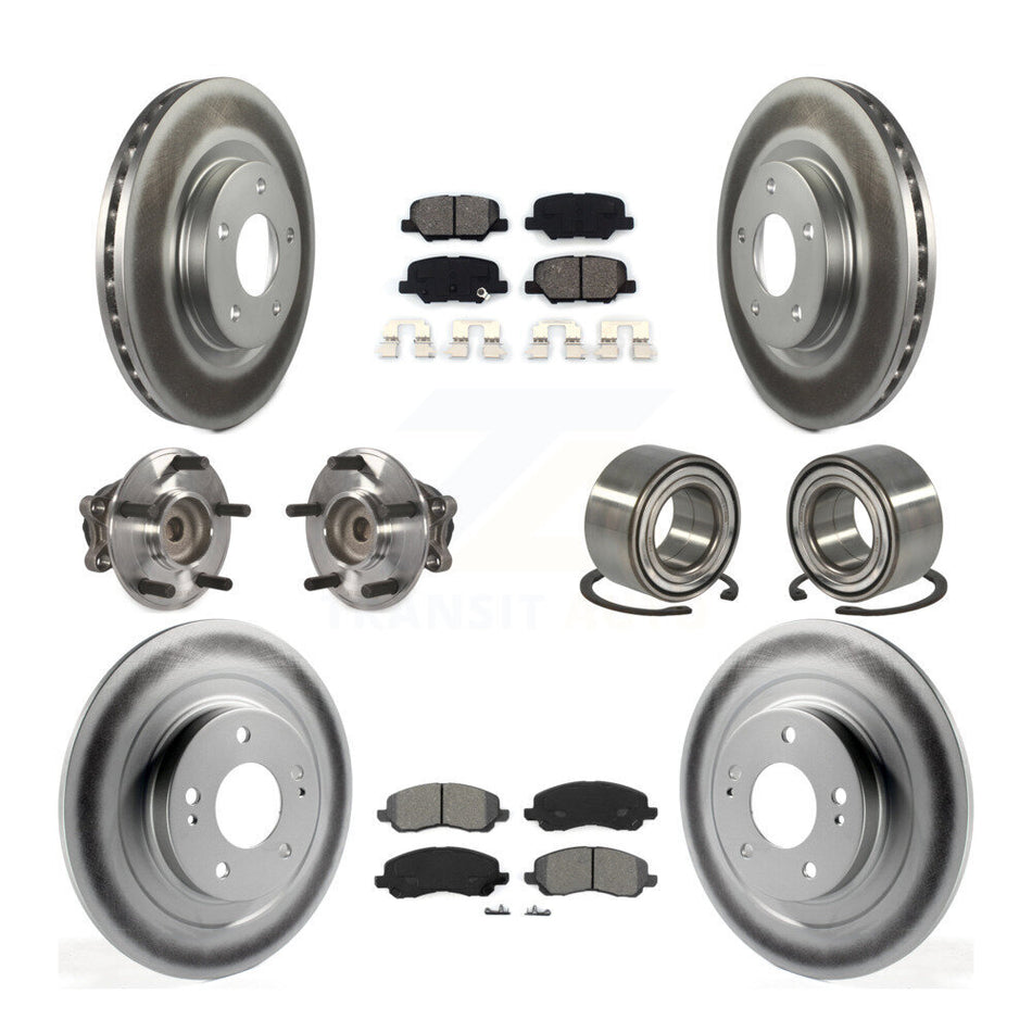 Front Rear Wheel Hub Bearings Assembly Coated Disc Brake Rotors And Semi-Metallic Pads Kit (10Pc) For Mitsubishi Outlander Sport RVR KBB-108240