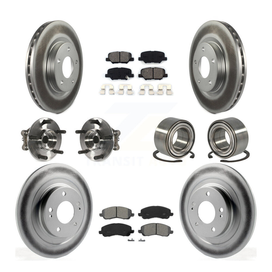 Front Rear Wheel Hub Bearings Assembly Coated Disc Brake Rotors And Semi-Metallic Pads Kit (10Pc) For Mitsubishi Outlander Sport RVR KBB-108241
