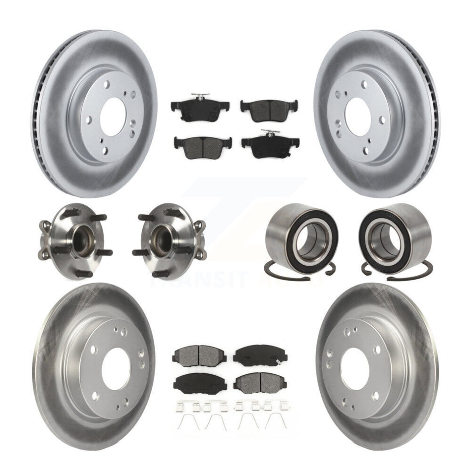 Front Rear Wheel Hub Bearings Assembly Coated Disc Brake Rotors And Semi-Metallic Pads Kit (10Pc) For Honda Civic KBB-108242