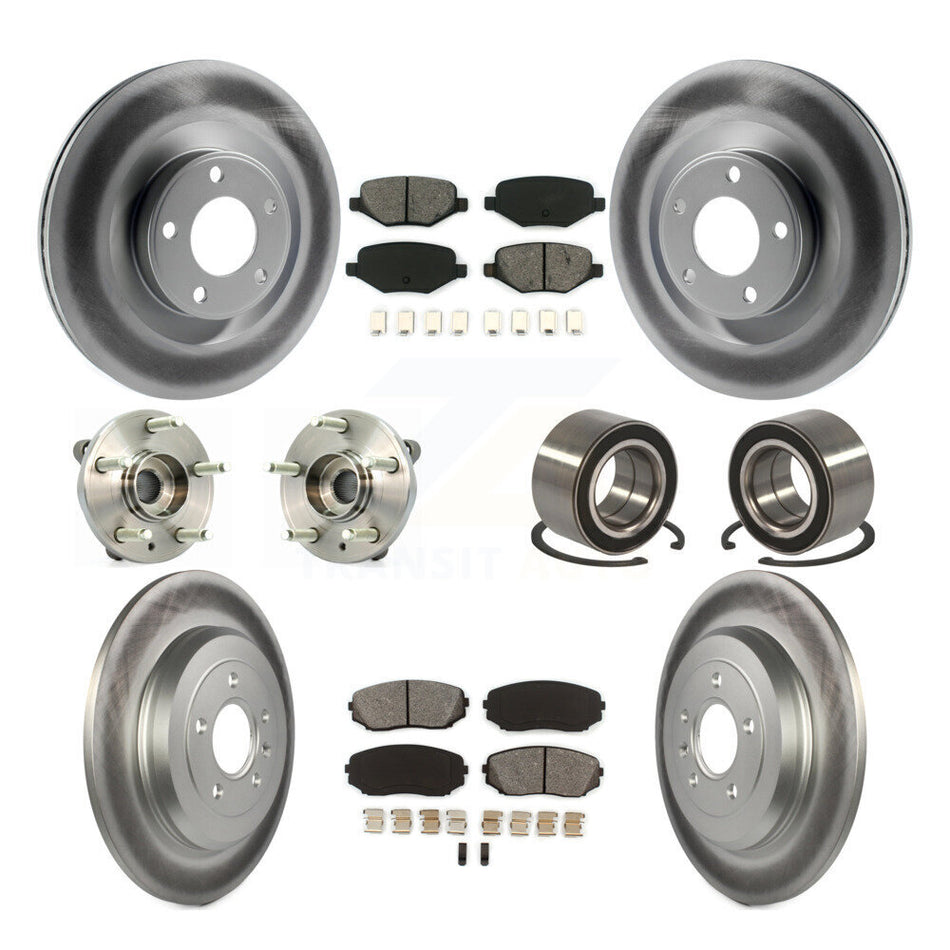 Front Rear Wheel Hub Bearings Assembly Coated Disc Brake Rotors And Semi-Metallic Pads Kit (10Pc) For Ford Edge Lincoln MKX KBB-108244
