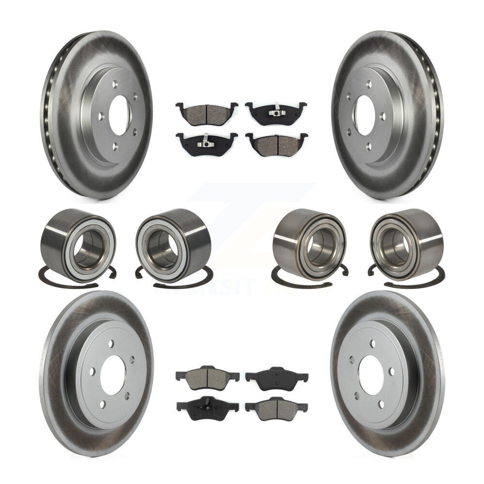 Front Rear Wheel Bearings Coated Disc Brake Rotors And Semi-Metallic Pads Kit (10Pc) For Ford Escape Mercury Mariner KBB-108266