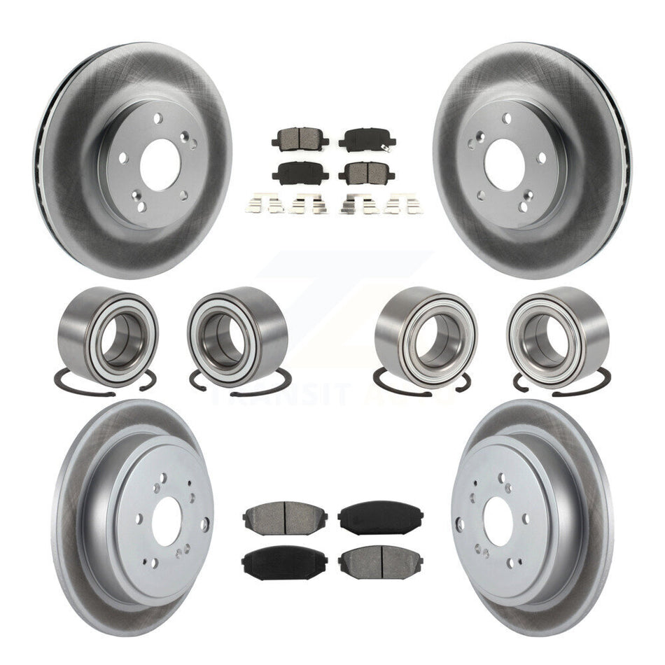 Front Rear Wheel Bearings Coated Disc Brake Rotors And Semi-Metallic Pads Kit (10Pc) For 2001-2002 Acura MDX KBB-108267