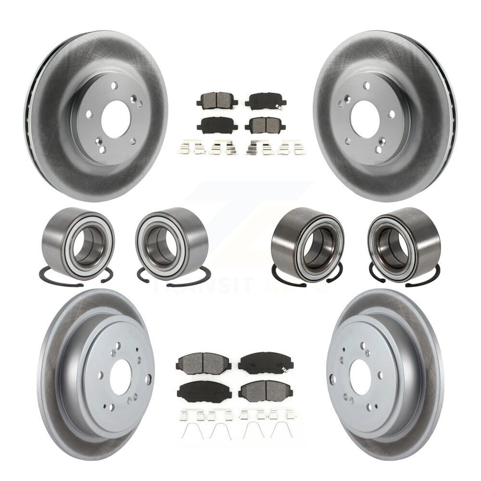Front Rear Wheel Bearings Coated Disc Brake Rotors And Semi-Metallic Pads Kit (10Pc) For 2005-2008 Honda Pilot KBB-108269