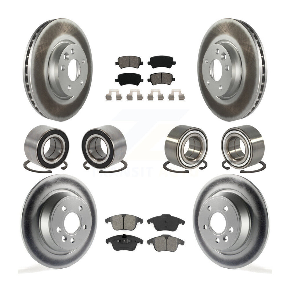 Front Rear Wheel Bearings Coated Disc Brake Rotors And Semi-Metallic Pads Kit (10Pc) For 2012-2015 Land Rover Range Evoque KBB-108270