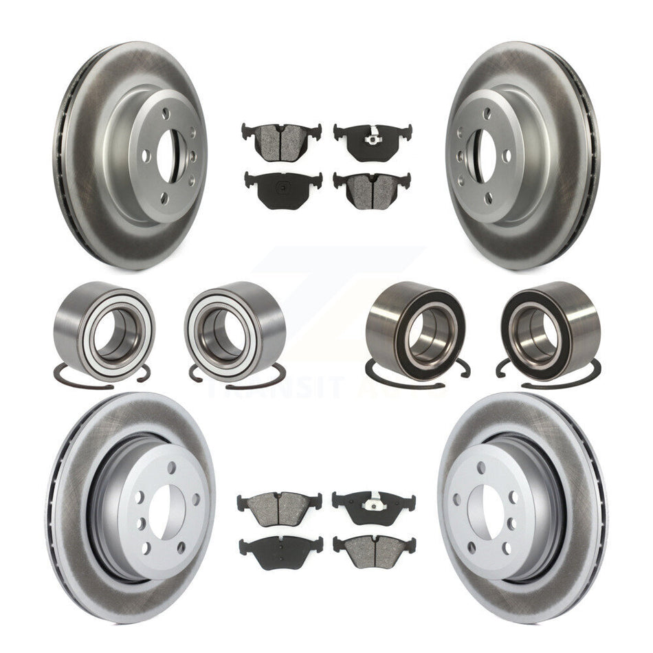 Front Rear Wheel Bearings Coated Disc Brake Rotors And Semi-Metallic Pads Kit (10Pc) For 2004-2010 BMW X3 KBB-108271