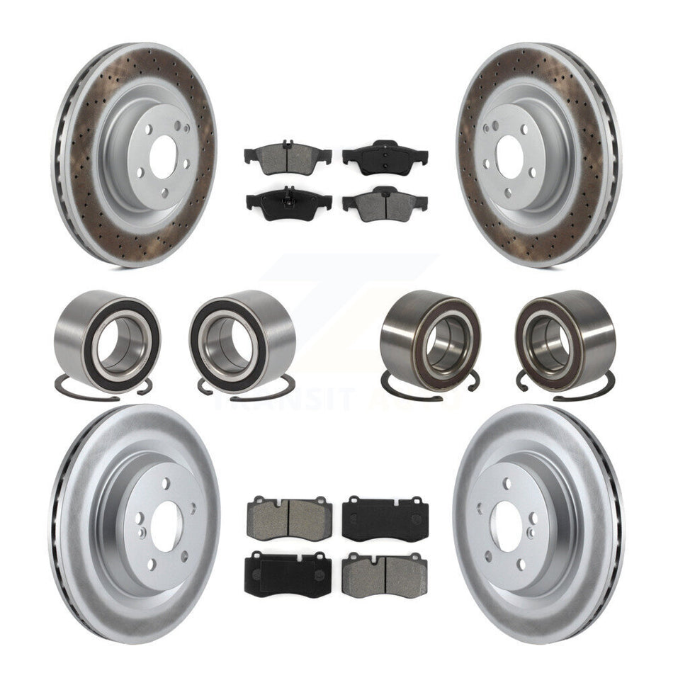 Front Rear Wheel Bearings Coated Disc Brake Rotors And Semi-Metallic Pads Kit (10Pc) For 2012 Mercedes-Benz S350 With Sport Package KBB-108272
