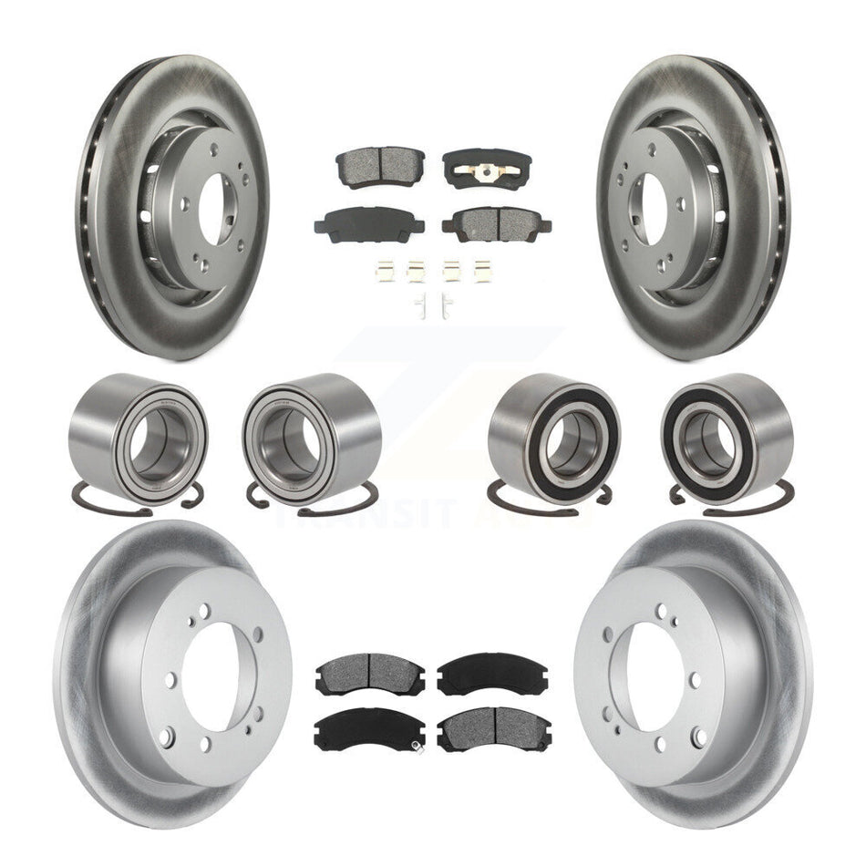 Front Rear Wheel Bearings Coated Disc Brake Rotors And Semi-Metallic Pads Kit (10Pc) For 2005-2006 Mitsubishi Outlander AWD KBB-108273