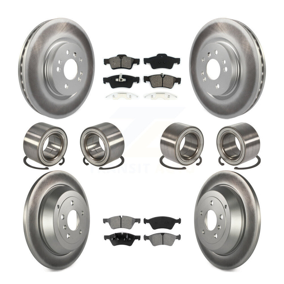 Front Rear Wheel Bearings Coated Disc Brake Rotors And Semi-Metallic Pads Kit (10Pc) For 2010-2011 Mercedes-Benz ML450 KBB-108281