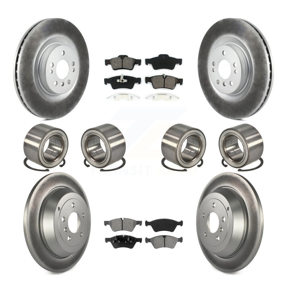 Front Rear Wheel Bearings Coated Disc Brake Rotors And Semi-Metallic Pads Kit (10Pc) For 2007-2009 Mercedes-Benz ML320 With 350mm Diameter Rotor KBB-108283