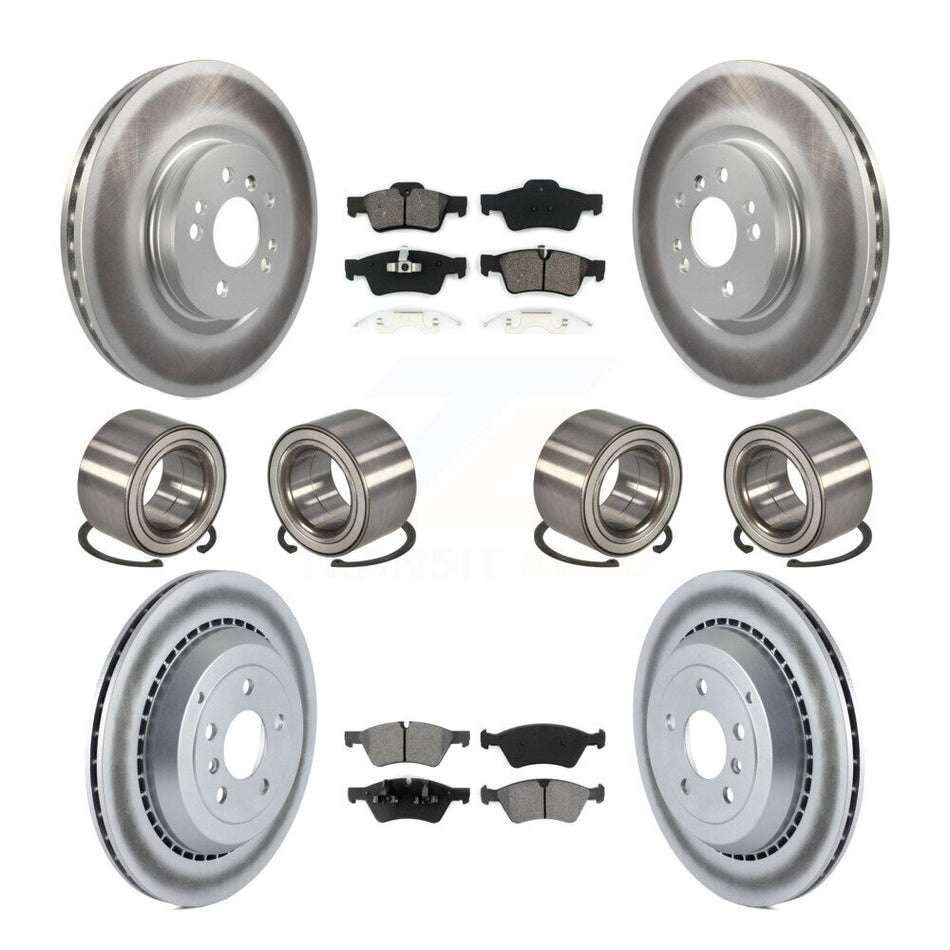 Front Rear Wheel Bearings Coated Disc Brake Rotors And Semi-Metallic Pads Kit (10Pc) For Mercedes-Benz R350 ML500 With Vented Rotor KBB-108284