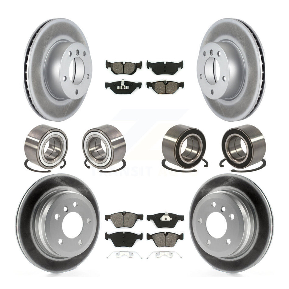 Front Rear Wheel Bearings Coated Disc Brake Rotors And Semi-Metallic Pads Kit (10Pc) For BMW 328xi 325xi KBB-108286