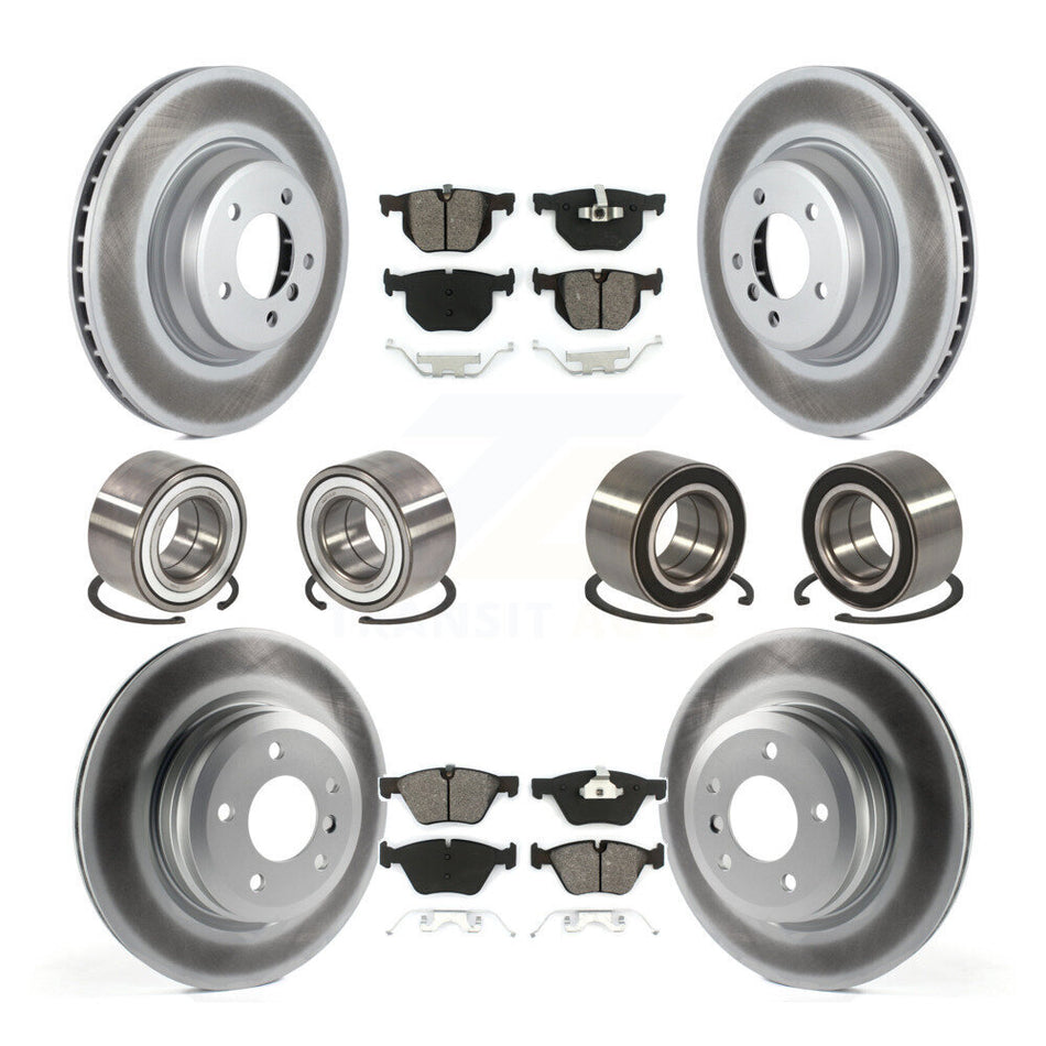 Front Rear Wheel Bearings Coated Disc Brake Rotors And Semi-Metallic Pads Kit (10Pc) For 2007 BMW 335xi KBB-108287