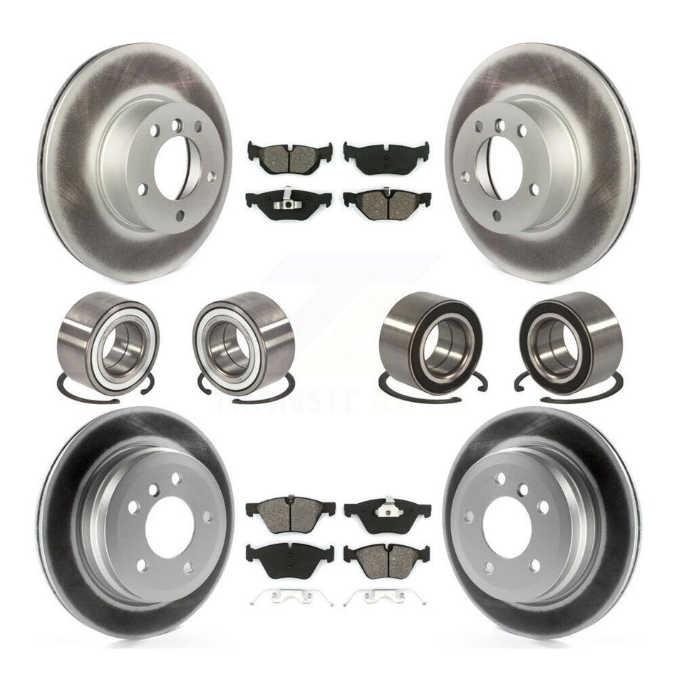 Front Rear Wheel Bearings Coated Disc Brake Rotors And Semi-Metallic Pads Kit (10Pc) For 2008 BMW 328xi To 08 07 KBB-108289