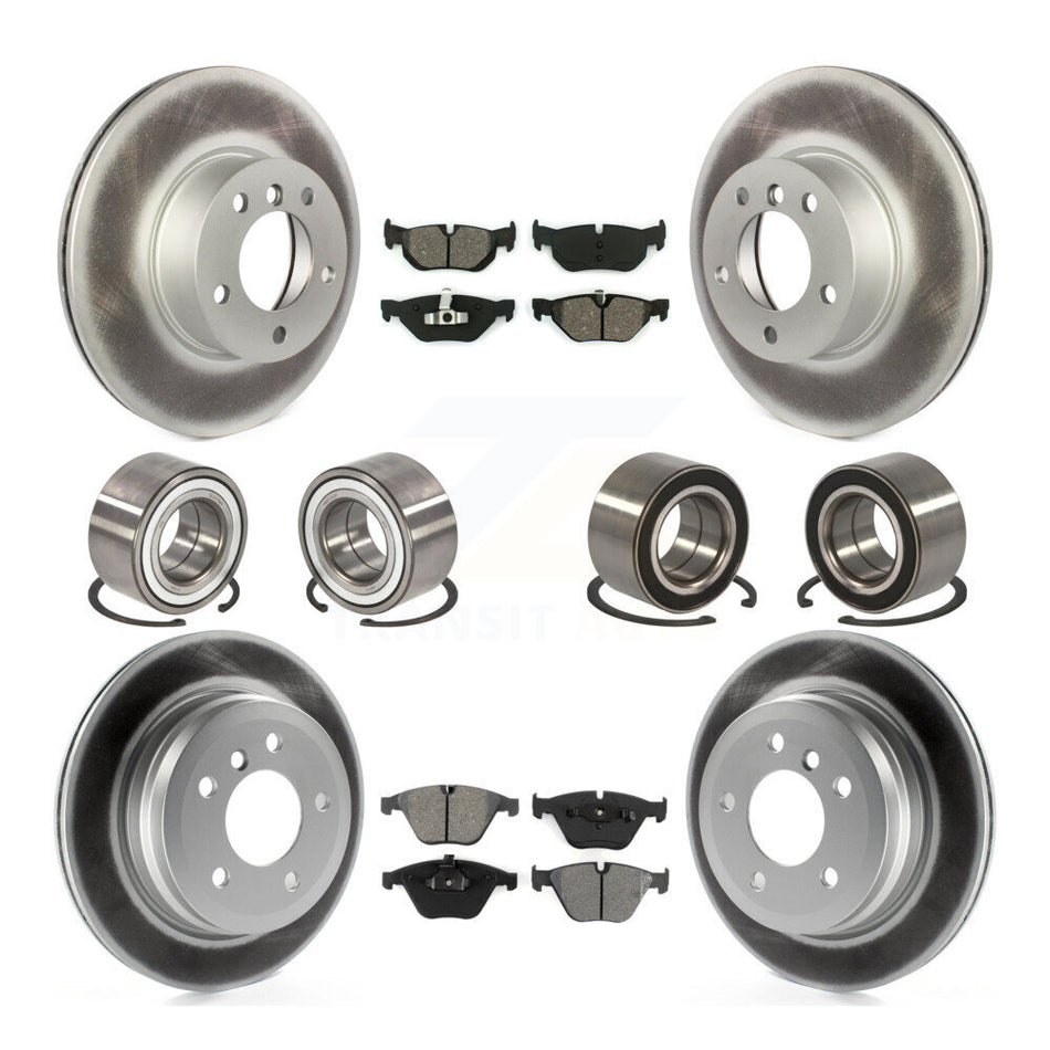 Front Rear Wheel Bearings Coated Disc Brake Rotors And Semi-Metallic Pads Kit (10Pc) For BMW 328i xDrive 328xi KBB-108290
