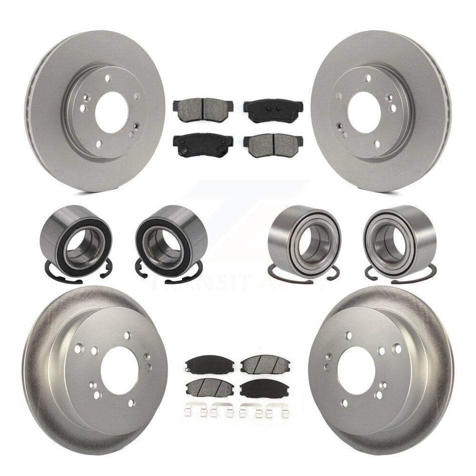 Front Rear Wheel Bearings Coated Disc Brake Rotors And Semi-Metallic Pads Kit (10Pc) For Hyundai Santa Fe With 276mm Diameter Rotor KBB-108292