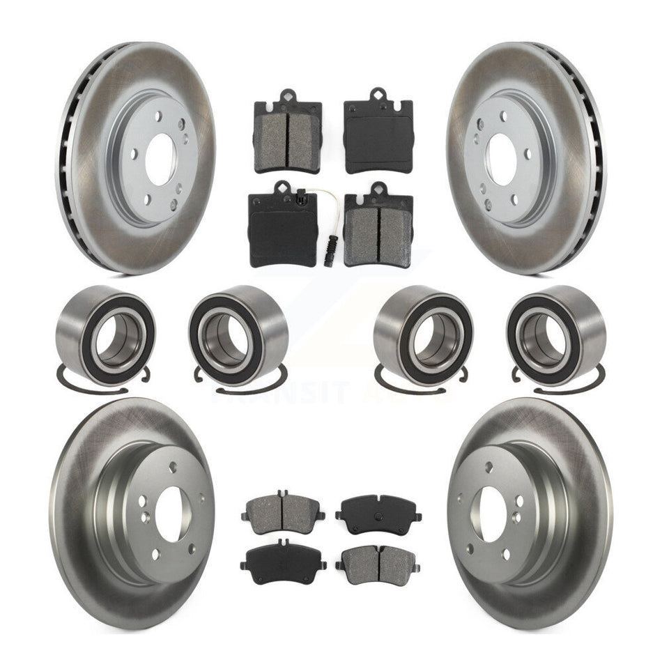 Front Rear Wheel Bearings Coated Disc Brake Rotors And Semi-Metallic Pads Kit (10Pc) For Mercedes-Benz C240 C280 C320 C350 KBB-108298
