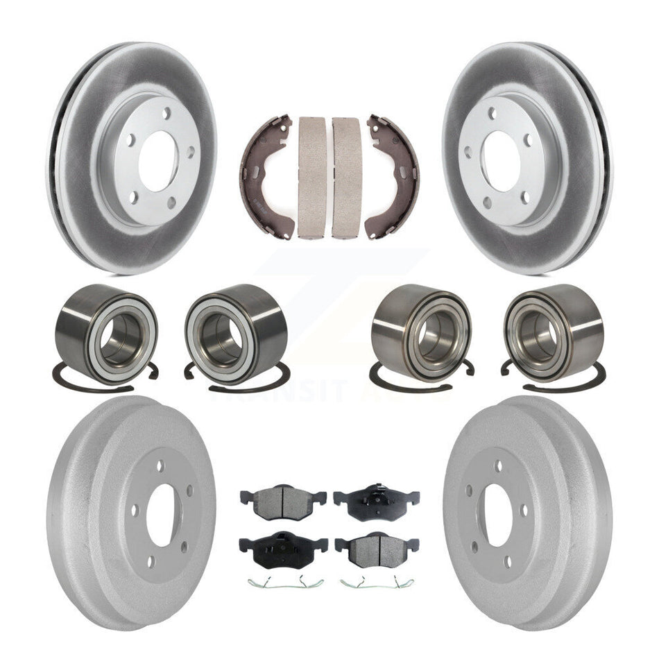 Front Rear Wheel Bearings Coated Disc Brake Rotors And Ceramic Pads Shoes Kit (10Pc) For Ford Escape Mazda Tribute Mercury Mariner KBB-108300