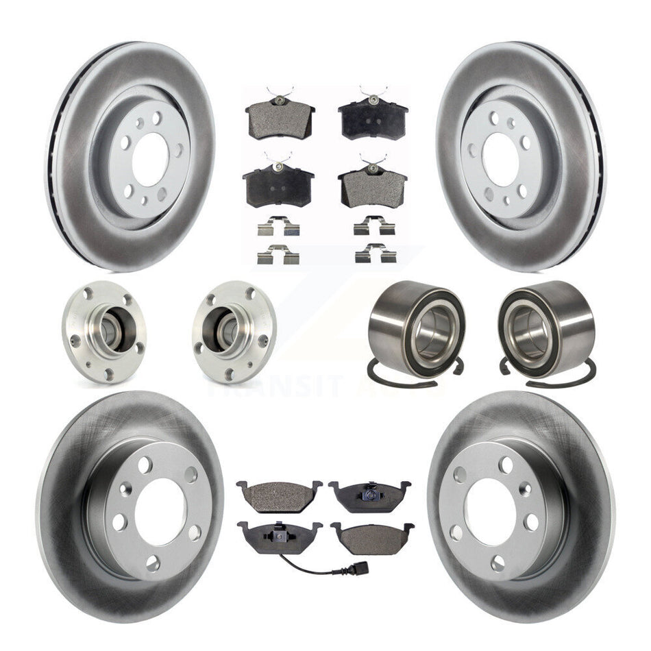 Front Rear Wheel Hub Bearings Assembly Coated Disc Brake Rotors And Ceramic Pads Kit (10Pc) For 2007-2010 Volkswagen Beetle With 280mm Diameter Rotor KBB-108302