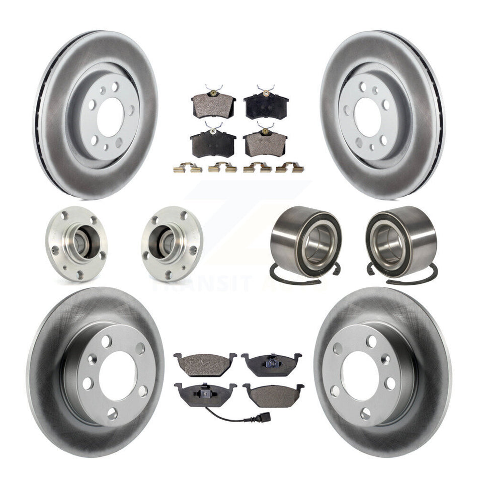 Front Rear Wheel Hub Bearings Assembly Coated Disc Brake Rotors And Ceramic Pads Kit (10Pc) For Volkswagen Beetle Golf Jetta KBB-108303