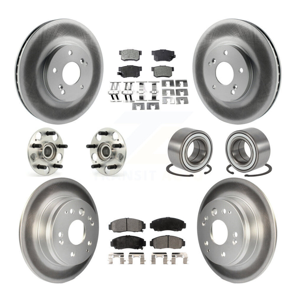 Front Rear Wheel Hub Bearings Assembly Coated Disc Brake Rotors And Ceramic Pads Kit (10Pc) For 1999-2003 Acura TL KBB-108314