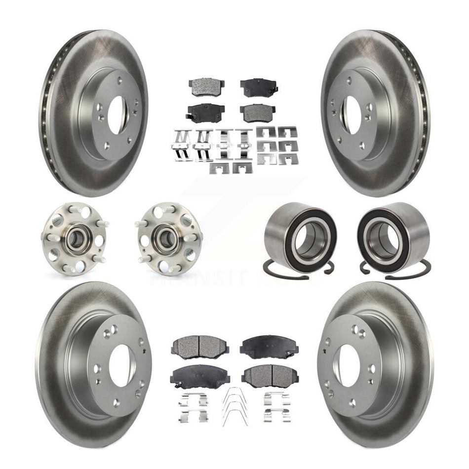 Front Rear Wheel Hub Bearings Assembly Coated Disc Brake Rotors And Ceramic Pads Kit (10Pc) For Honda Accord Excluding Vehicles Built Canadian Market KBB-108325