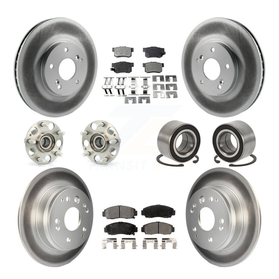 Front Rear Wheel Hub Bearings Assembly Coated Disc Brake Rotors And Ceramic Pads Kit (10Pc) For Acura TL KBB-108328