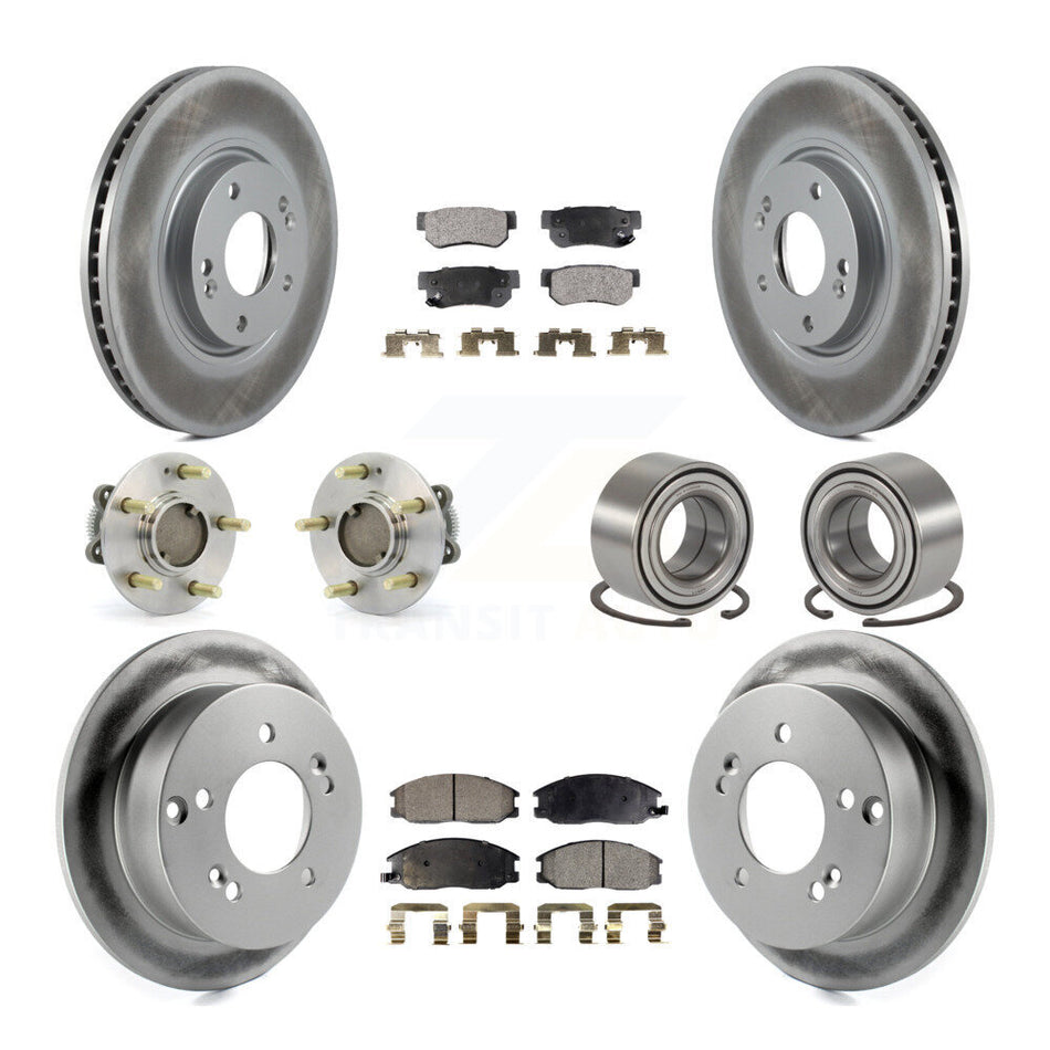 Front Rear Wheel Hub Bearings Assembly Coated Disc Brake Rotors And Ceramic Pads Kit (10Pc) For Hyundai XG350 KBB-108330
