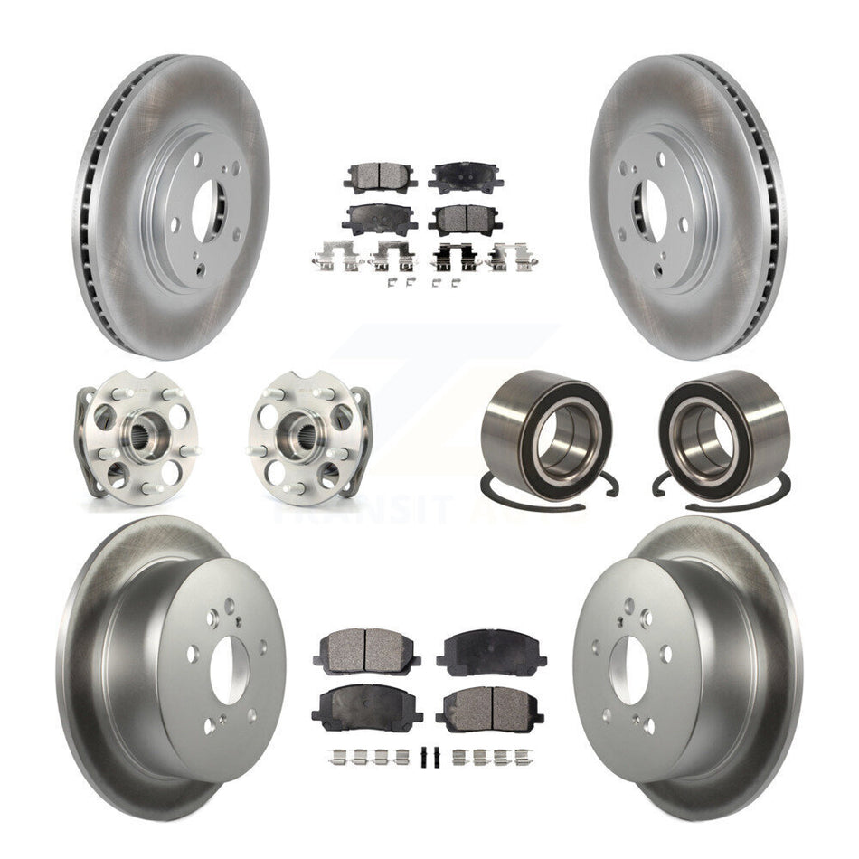 Front Rear Wheel Hub Bearings Assembly Coated Disc Brake Rotors And Ceramic Pads Kit (10Pc) For Toyota Highlander KBB-108379