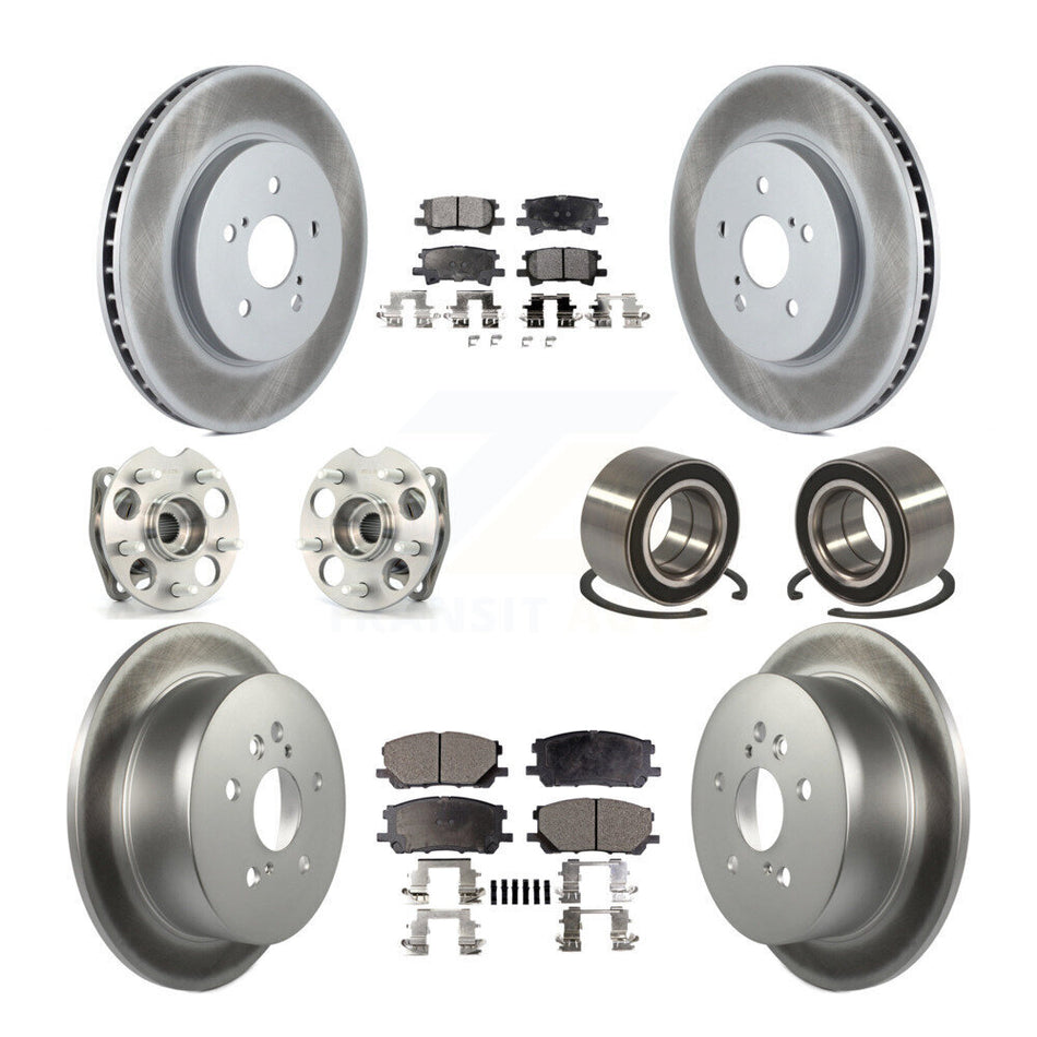 Front Rear Wheel Hub Bearings Assembly Coated Disc Brake Rotors And Ceramic Pads Kit (10Pc) For Lexus Toyota Highlander RX350 RX330 RX400h KBB-108380