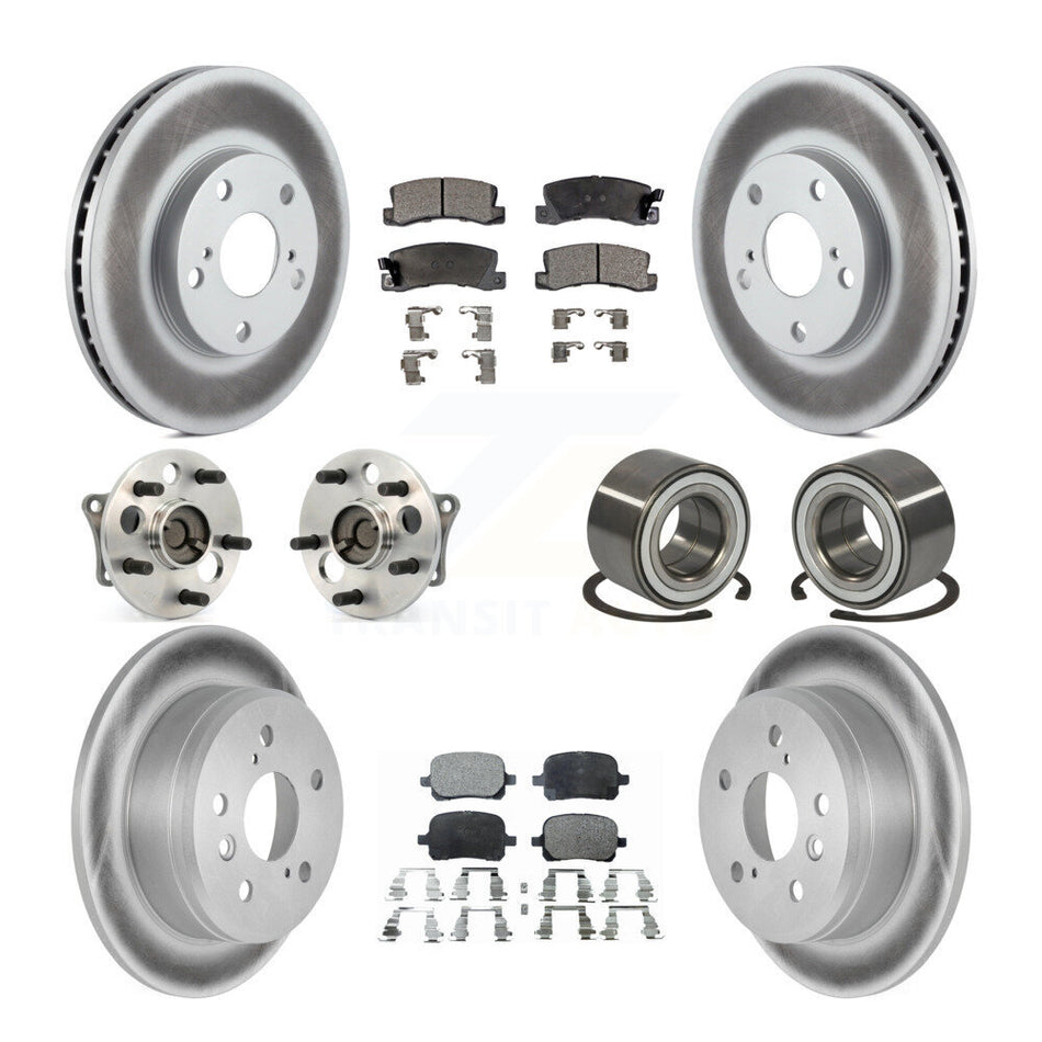 Front Rear Wheel Hub Bearings Assembly Coated Disc Brake Rotors And Ceramic Pads Kit (10Pc) For Toyota Camry Solara KBB-108391