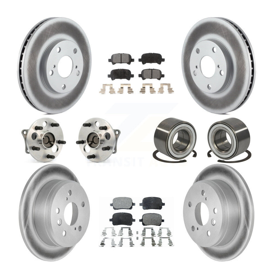 Front Rear Wheel Hub Bearings Assembly Coated Disc Brake Rotors And Ceramic Pads Kit (10Pc) For Toyota Camry Solara KBB-108392