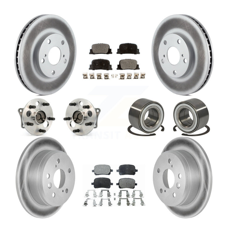 Front Rear Wheel Hub Bearings Assembly Coated Disc Brake Rotors And Ceramic Pads Kit (10Pc) For 2000-2001 Toyota Camry 3.0L with 4-Wheel ABS Vehicles Manufactured In Japan KBB-108393