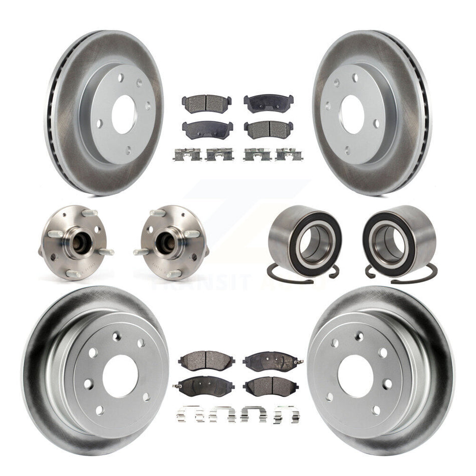 Front Rear Wheel Hub Bearings Assembly Coated Disc Brake Rotors And Ceramic Pads Kit (10Pc) For Suzuki Forenza Reno Chevrolet Optra Non-ABS KBB-108397