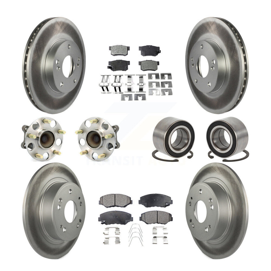 Front Rear Wheel Hub Bearing Coated Disc Brake Rotor And Pads Kit (10Pc) For Honda Accord KBB-108407